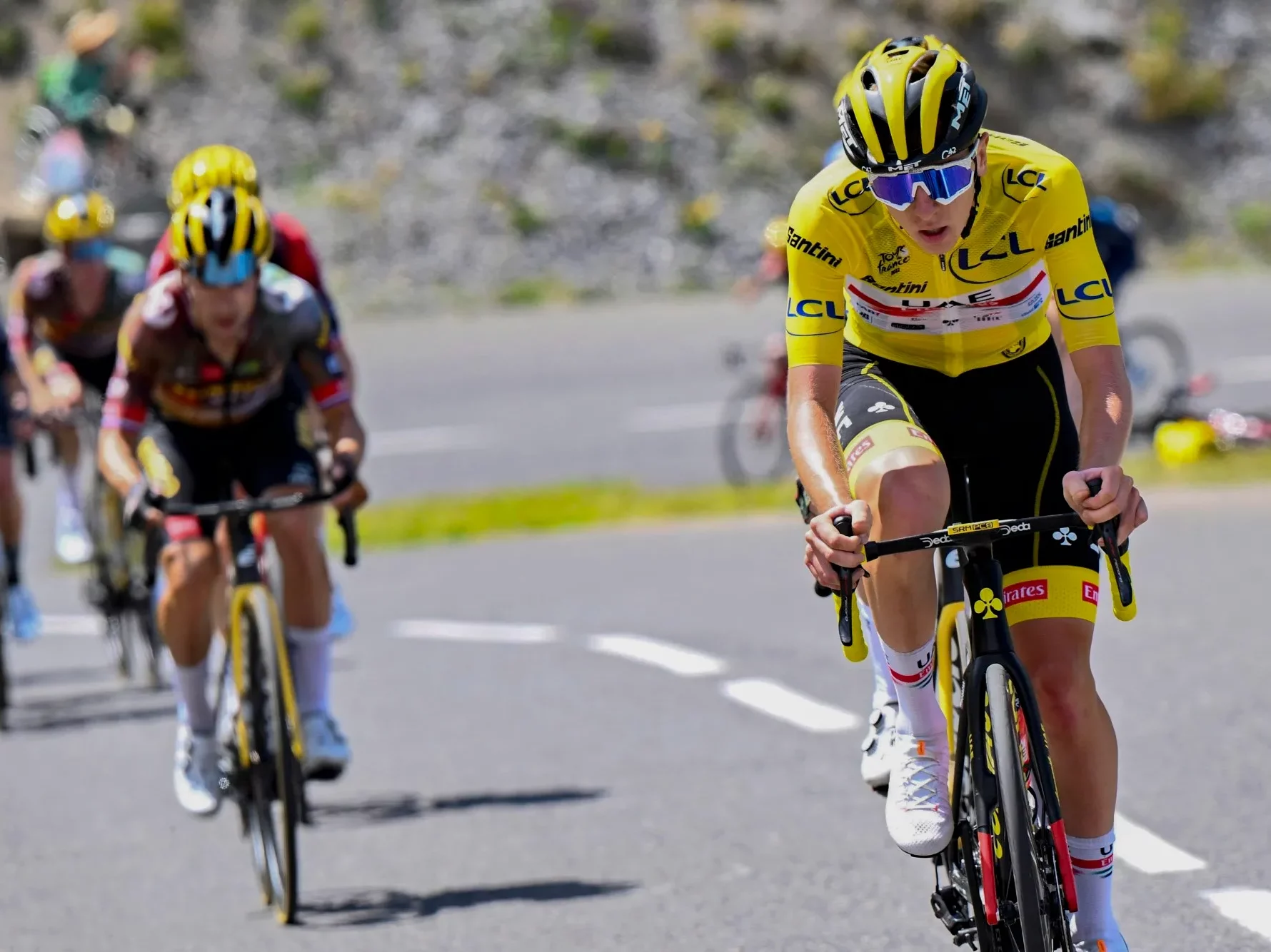 Jonas Vingegaard and Tadej Pogačar at Stage 11 2022 Tour de France