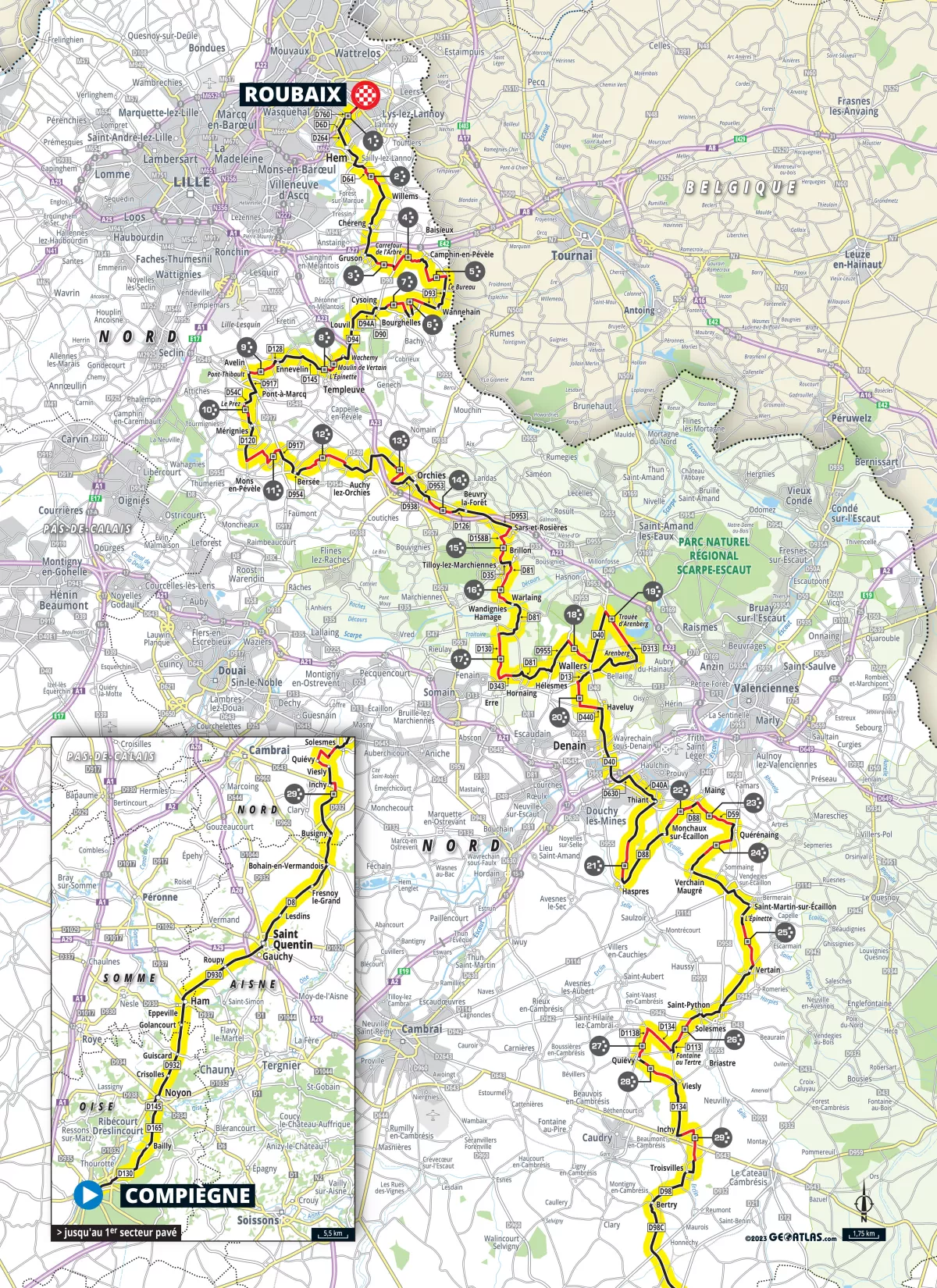 2023 Paris-Roubaix Route