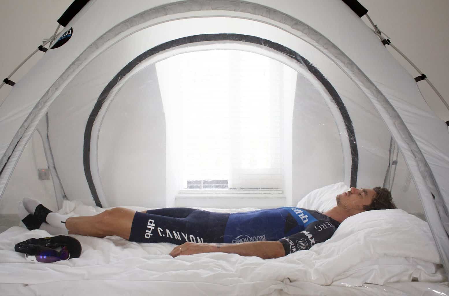 Cyclists inside An Altitude Tent