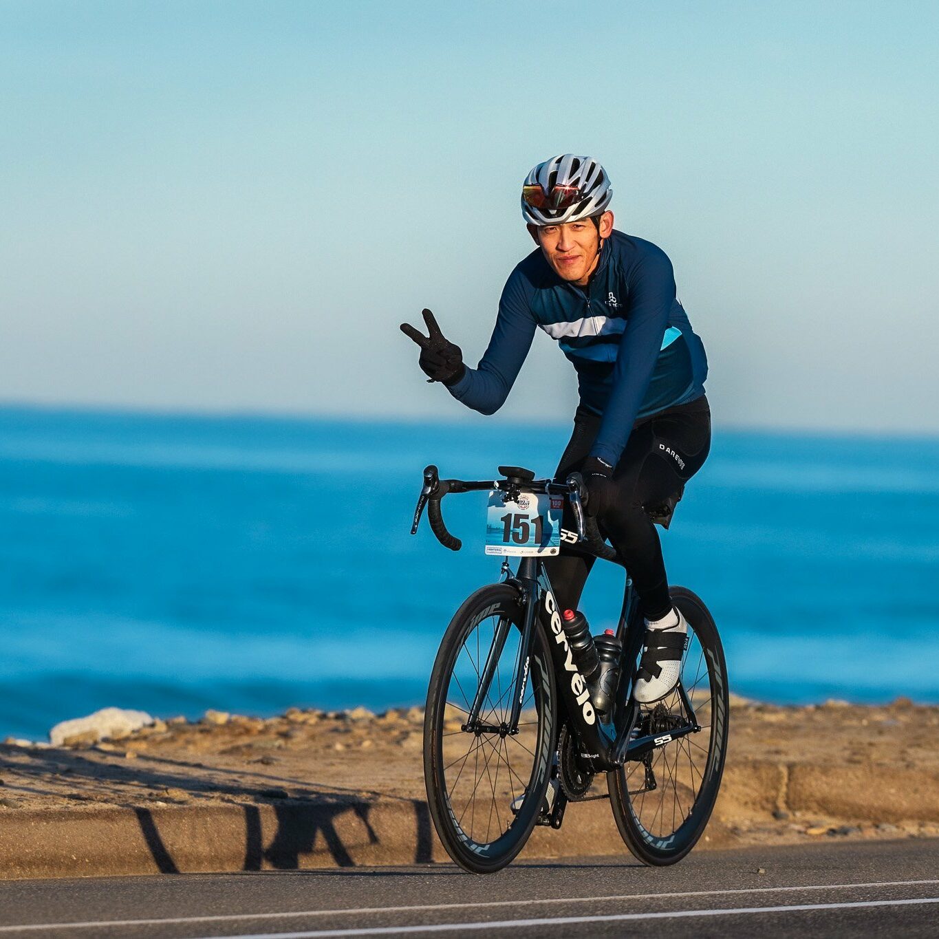 Mamil cyclist by the coastal road
